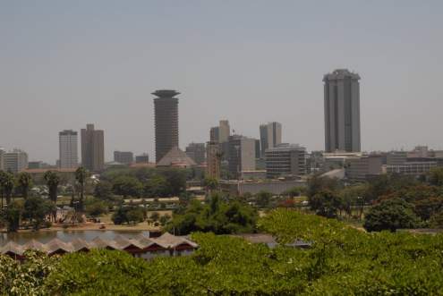 Skyline of Nairobi, the capital of the Republic of Kenya.