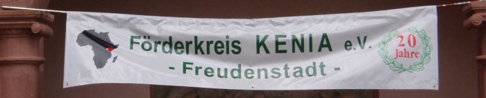 Vereinsbanner beim Informationsstand unseres Vereins: dieses Jahr feiern wir unser 20-jähriges Jubiläum.